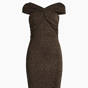 Black Halo Strapless Metallic Brown Dress